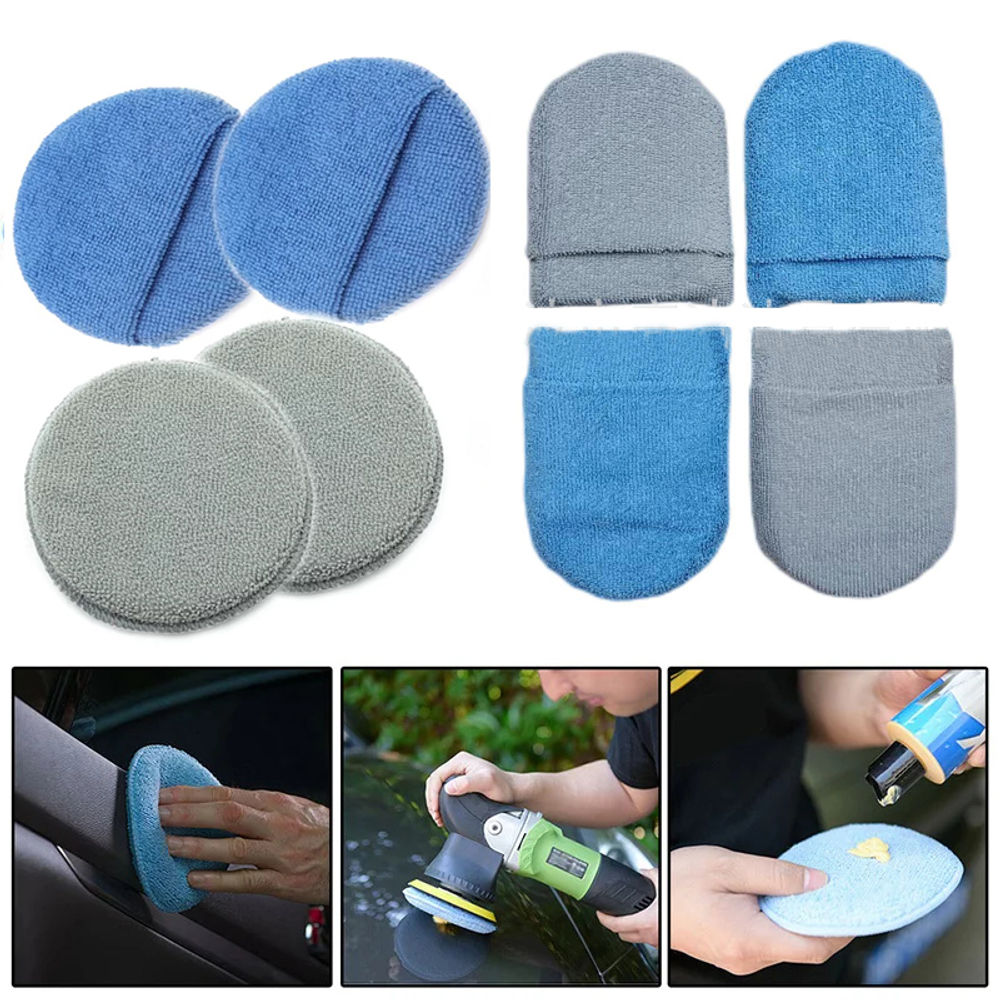 2pcs Soft Microfiber Round Pocket Foam Sponges Car Care Car Detailing Applicator