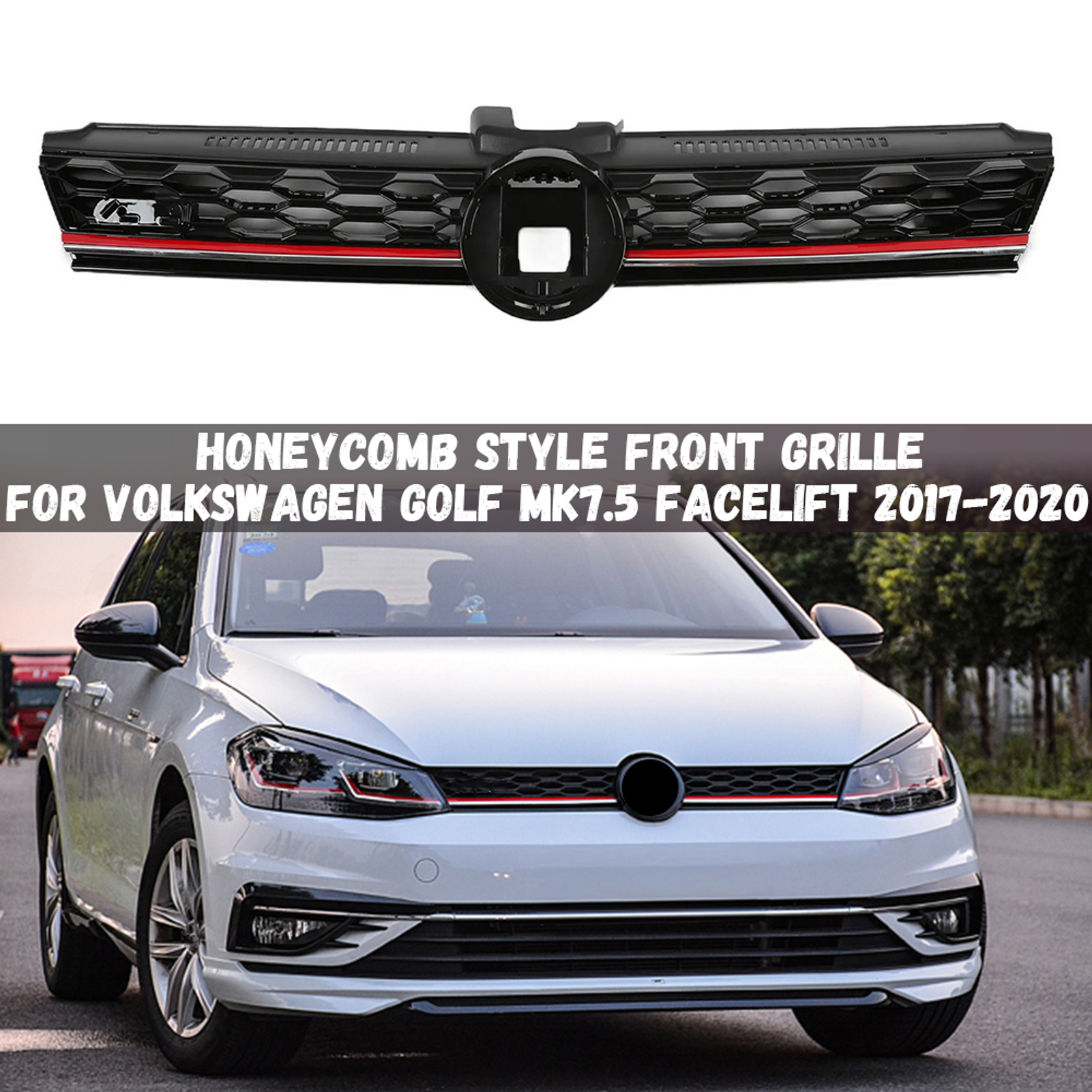 Car Front Bumper Centre Grill Panel Grille For Volkswagen VW Golf MK7.5 Facelift