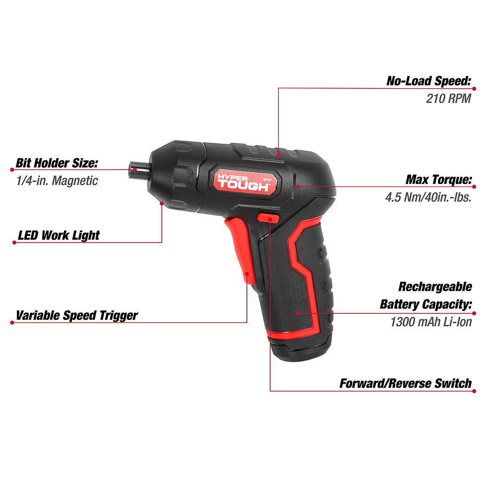 Thumbnail: Hyper Tough 4-Volt Max Lithium-Ion Angle Grip Screwdriver with Charger, 801..