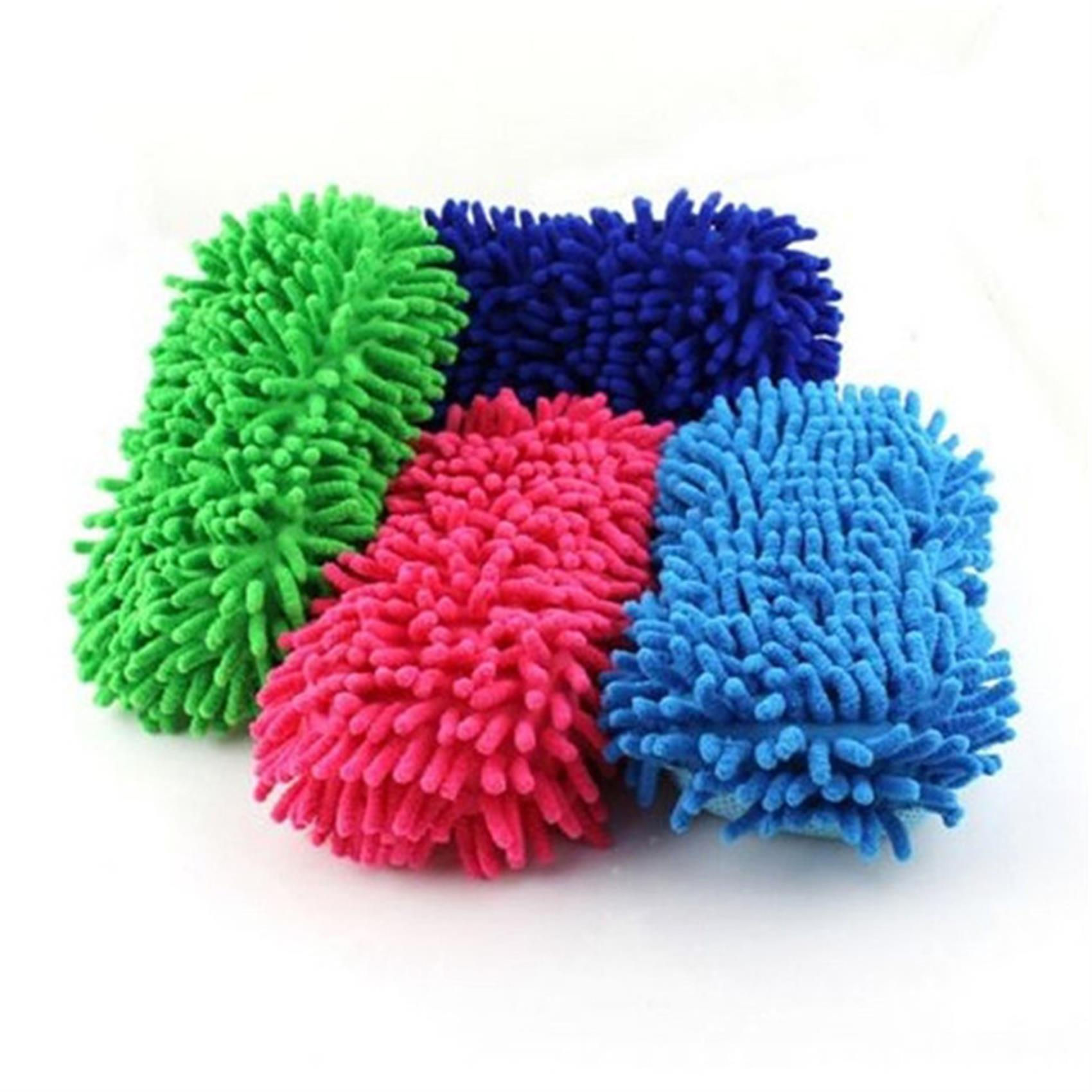 1PC Chenille Coral Fleece Car Wash Glove Random Color Cleaning Towel Auto Dust W