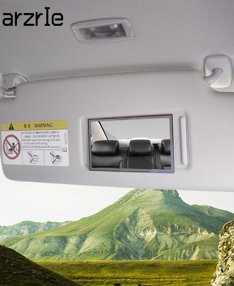 Car Makeup Mirror Portable Adhesive Back Stainless Steel Visor Decorative HD Mir