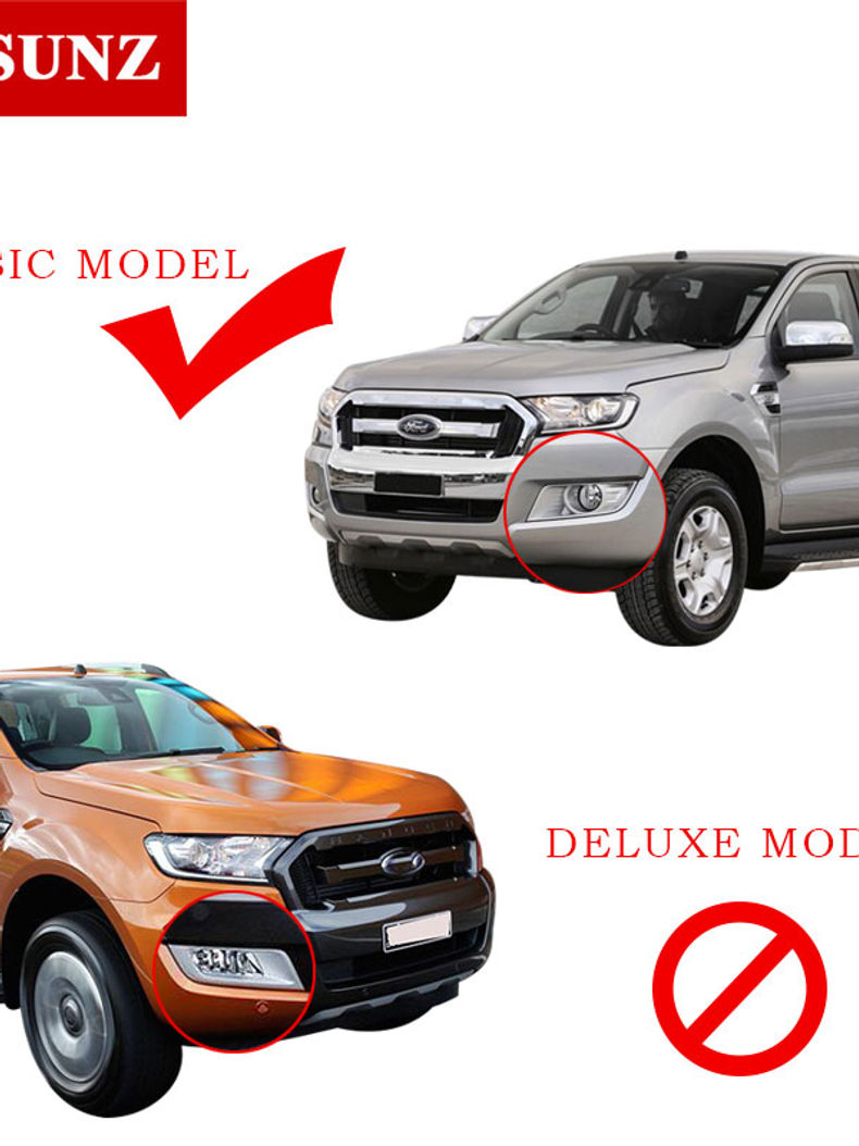 Thumbnail: For Ford Ranger Wildtrak T7 2016 2017 2018 ABS Matte Black Fog Lights Cover Exte
