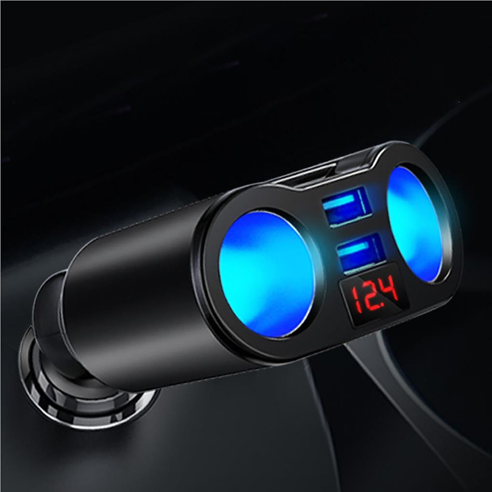 Thumbnail: Dual USB Car Cigarette Lighter Splitter Power Output Connect Socket