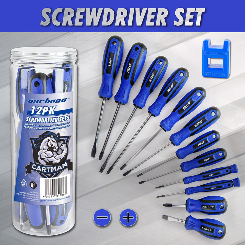 Thumbnail: CARTMAN 12 Piece Magnetic Screwdriver Set - 6 Phillips and 6 Flat, Professi..