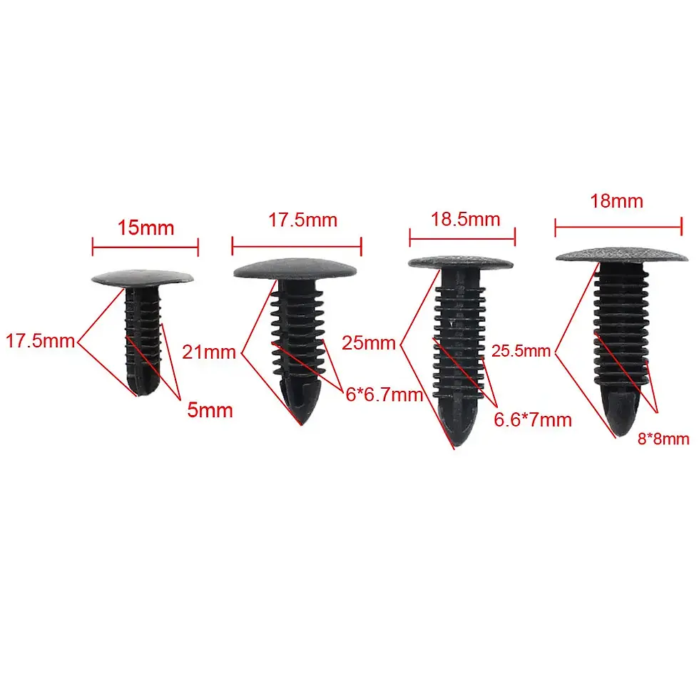 Thumbnail: 40PCS Mix Black Plastic Rivet Push in 5mm 6mm 7mm 8mm Car Trunk Roof Trim Panel