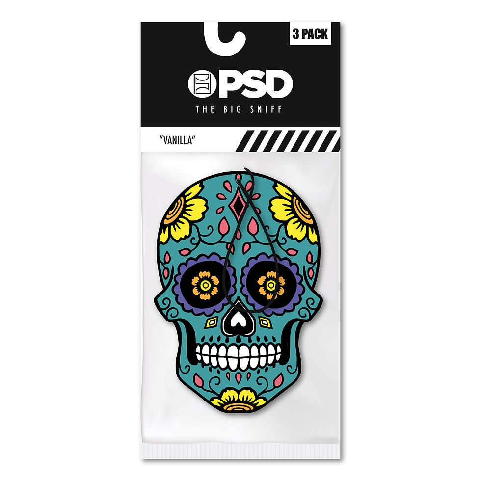 Thumbnail: PSD Candy Skull Hanging Air Freshener 3 Pack with Vanilla Scent