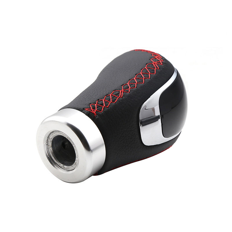 Thumbnail: 5 Speed Leather Red Stitch Gear Shift Knob Universal Car Gear Stick Shift Knob L