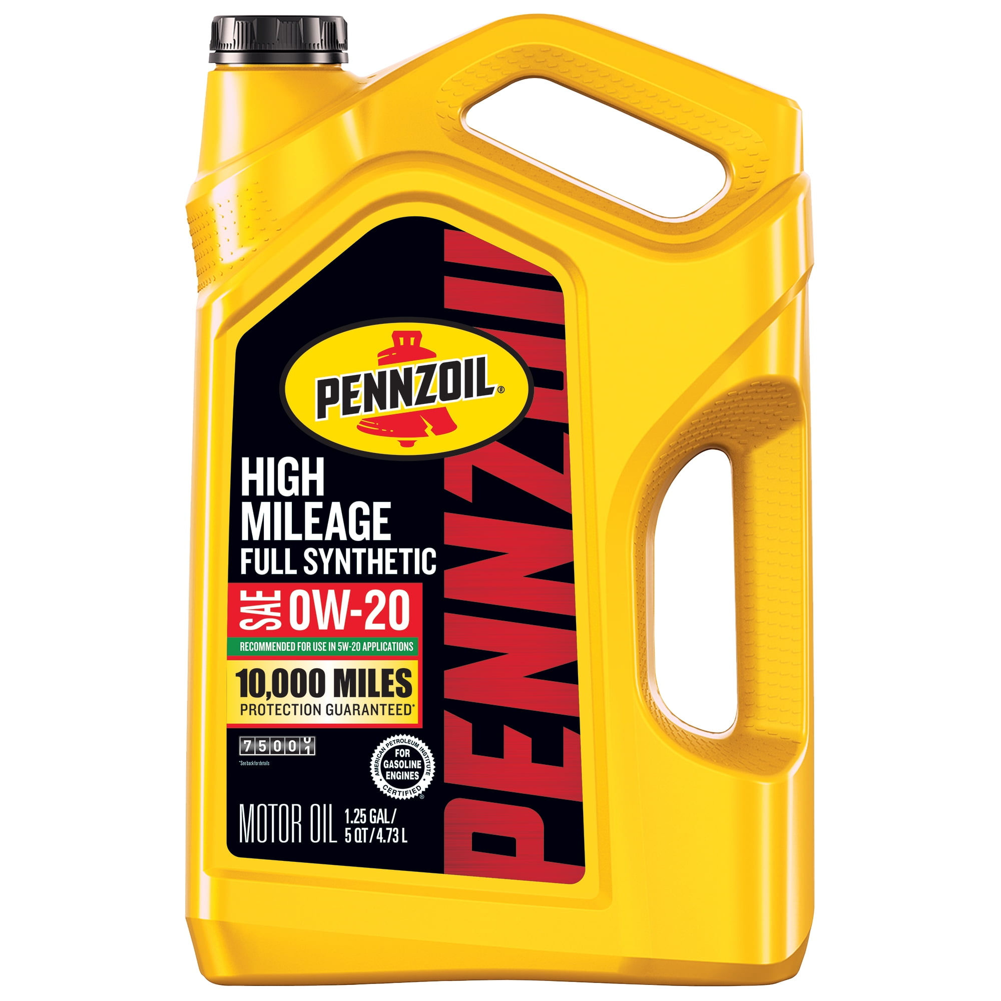 Pennzoil High Mileage Full Synthetic 0W-20 Motor Oil, 5 Quart