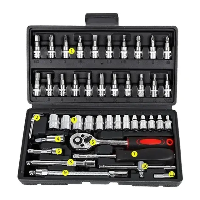 Thumbnail: 46/56 Piece Auto Repair Wrench Tool Set Multi-functional High-quality Ratchet Wr