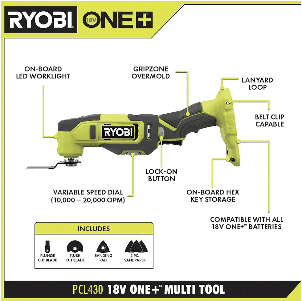 Thumbnail: RYOBI ONE+ 18V Cordless 6-Tool Combo Kit with 1.5 Ah Battery, 4.0 Ah Batter..