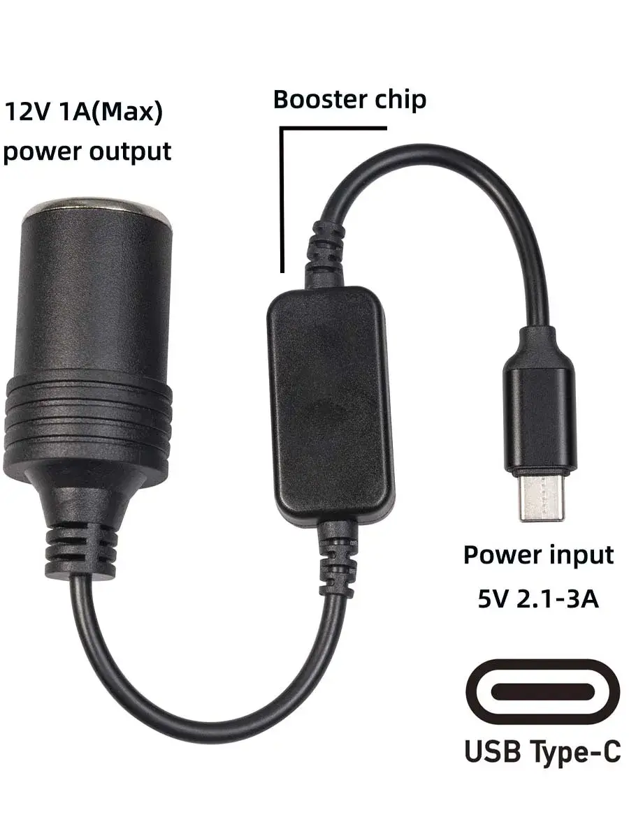 Thumbnail: 1pc 5V 2A USB To 12V Cigarette Lighter Socket USB Male to Female Cigarette Light