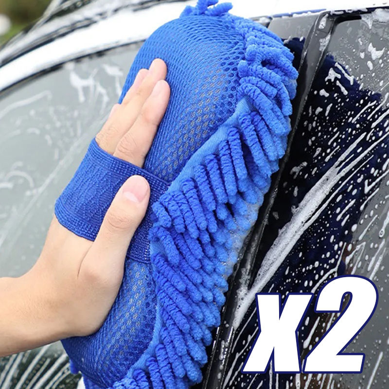 2Pcs Car Cleaning Brush Cleaner Tools Microfiber Car Washer Sponge Cleaning Wash