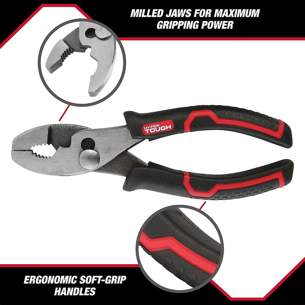 Thumbnail: Hyper Tough 6" Standard Slip Joint Pliers , Ergonomic Handle, 2-Position Ja..