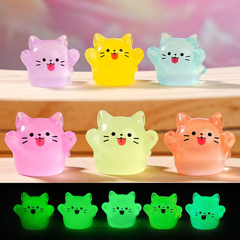 5/10Pcs Cute Luminous Kitten Miniature Figurine Kawaii DIY Home Car Desktop Deco