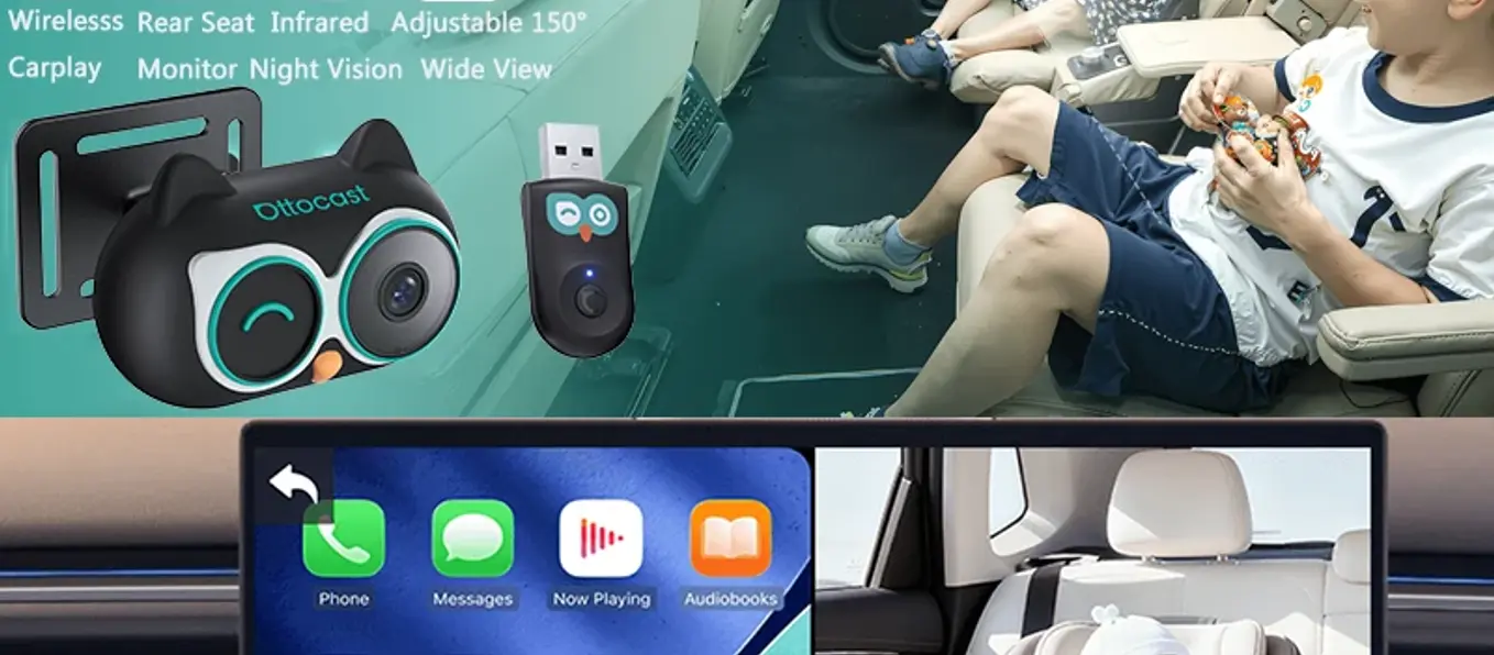 Ottocast Cabin Care Wireless Carplay Adapter Baby Car Camera for Backseat 1080P