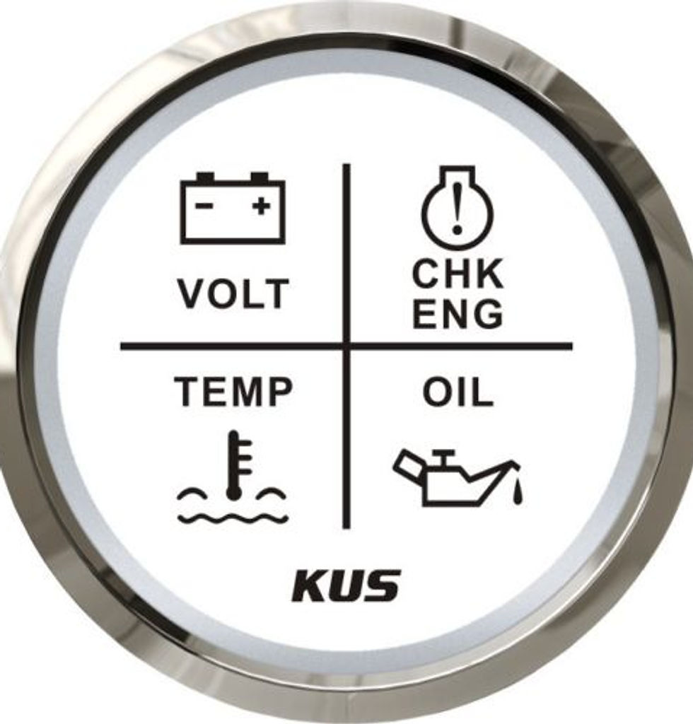 Thumbnail: KUS Universal Engine 4 LED Volt Water Temp Oil Pressure Alarm Indicator Gauge Me