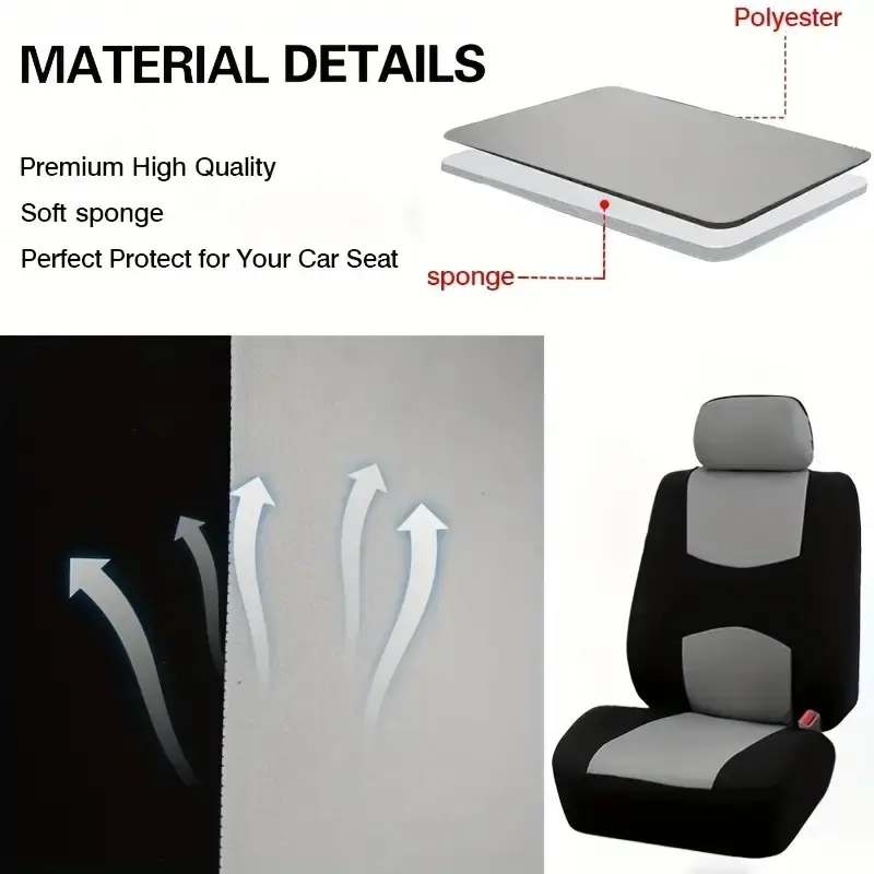 Thumbnail: Plain Fabric Bicolor Stylish Car Seat Covers Universal Polyester Car Seat Cover