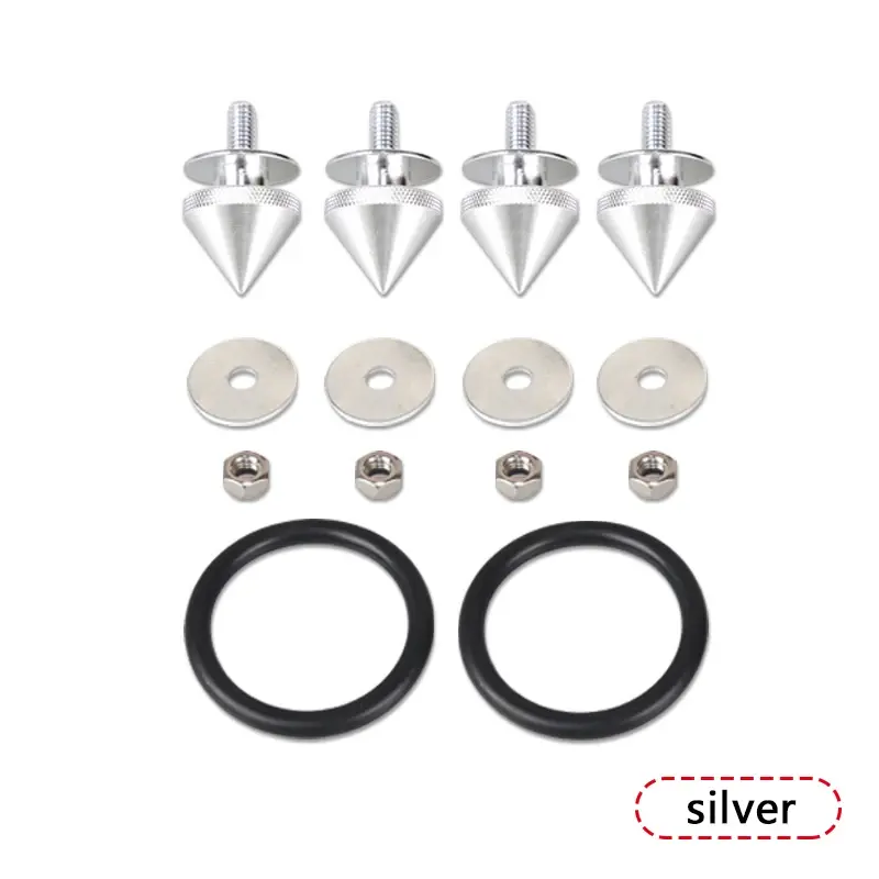 Thumbnail: Universal Red Spike Quick Release Fasteners for Car Bumper Trunk Hatch Lids Alum