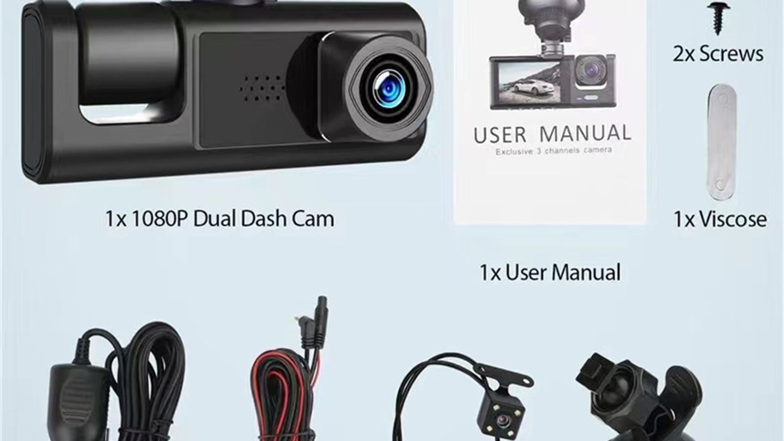 Car DVR S1 2"Screen HD 1080P 3 Cameras+WiFi Dash Cam Front/Rear/In Car for Vehic