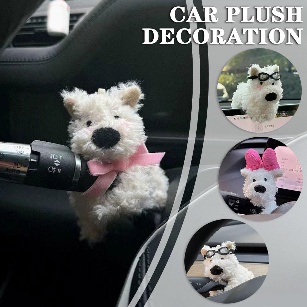 Car Decoration Dolls Plush Puppy Steering Lights Wiper Wye Ornaments Car Interio