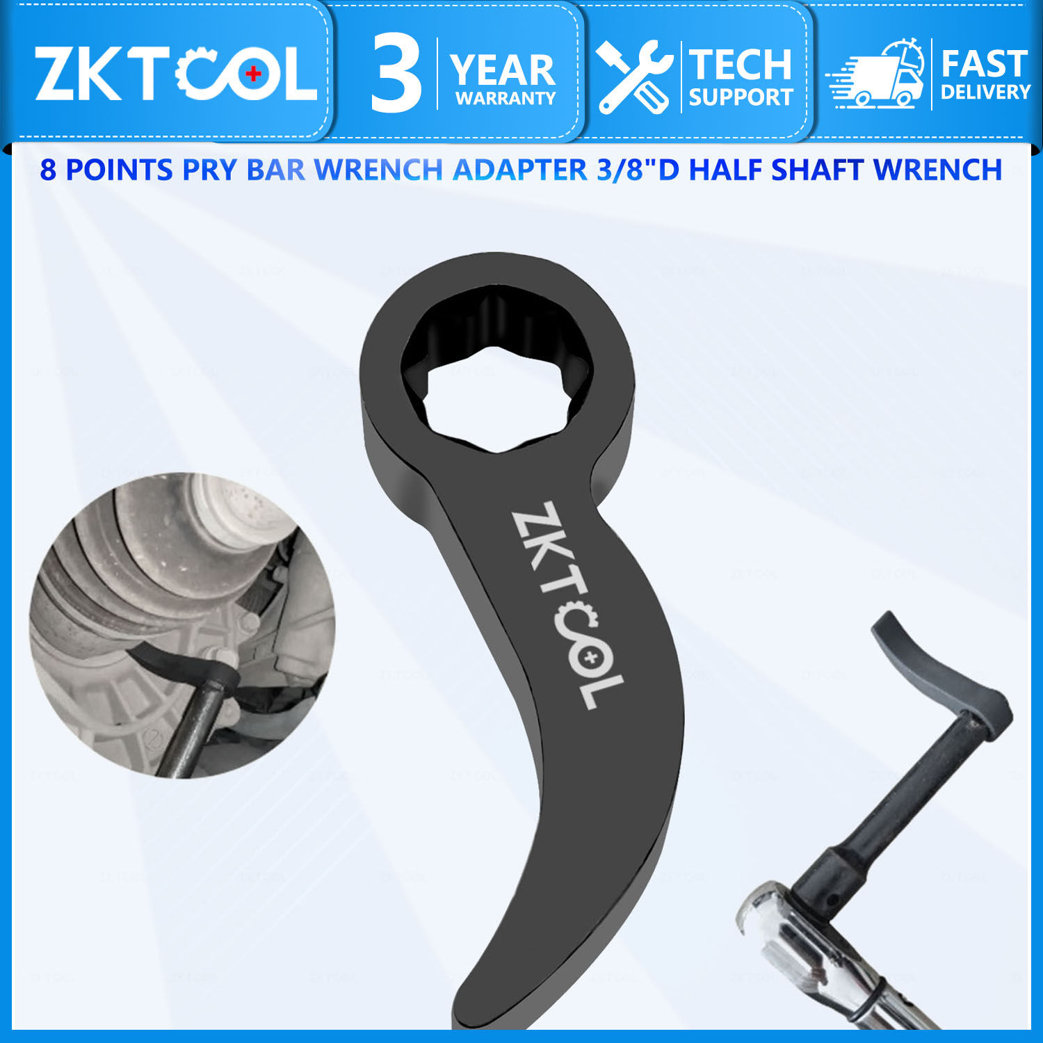 Tool Crowbar Adapter Head 3/8 Inch Drive Ratchet or Open End Wrench Suitable for