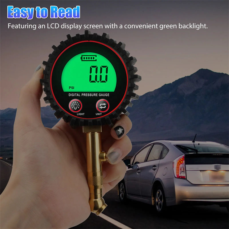 Thumbnail: Tire Pressure Gauge 3-255PSI Backlight LCD Display Digital Air Pressure Gauge Fo