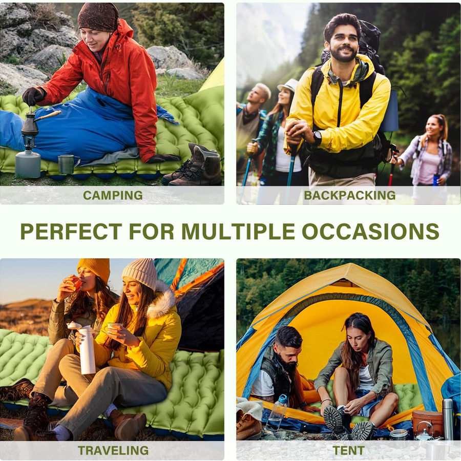 Thumbnail: Outdoor Camping Inflatable Mattress Sleeping Pad With Pillows Ultralight Air Mat