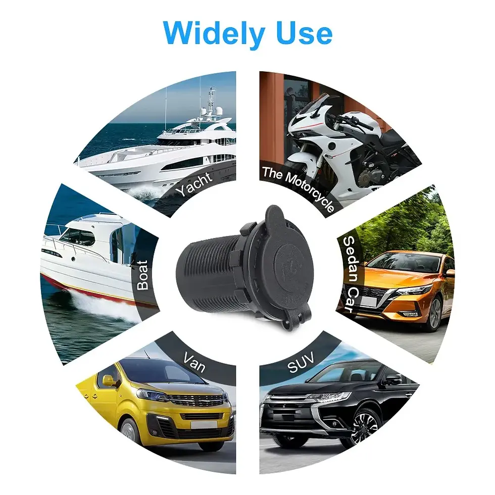 Thumbnail: 4 Colors Cigarette Lighter Socket 12V-24V Waterproof Plug Power Outlet Adapter C