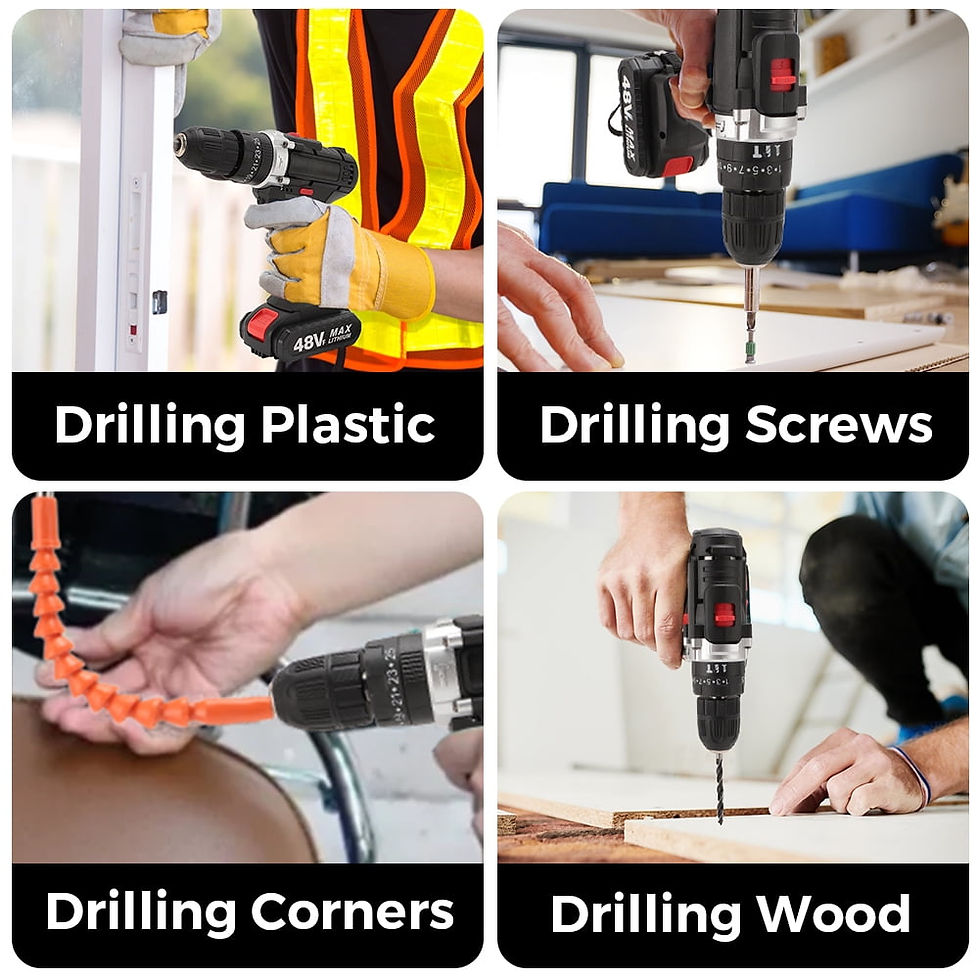 Thumbnail: 48V Cordless Drill,Electric Power Drill Set with 2 Batteries, 2 Variable Sp..