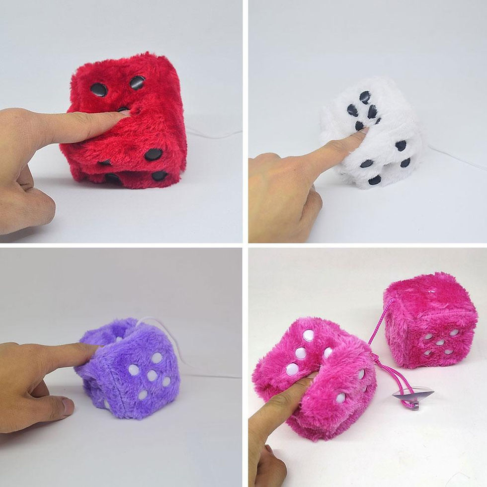Thumbnail: Long Hair Hot Stamping Dot Dice Plush Toy Cube Pendant Car Ornament Sieve Anime