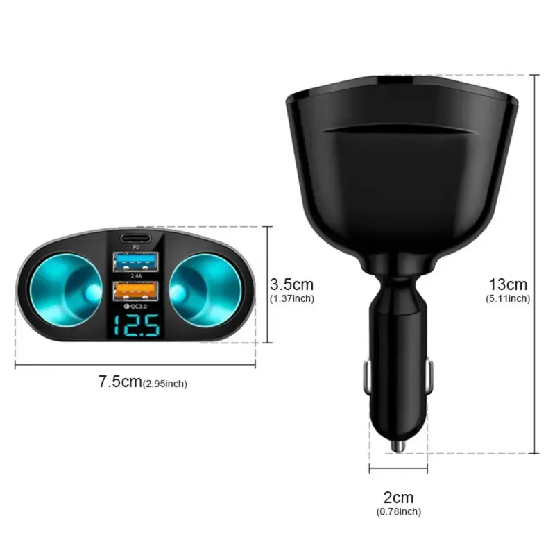 Thumbnail: SEAMETAL PD+QC3.0 Car Phone Charger 12V/24V Universal Auto Cigarette Lighter Ada