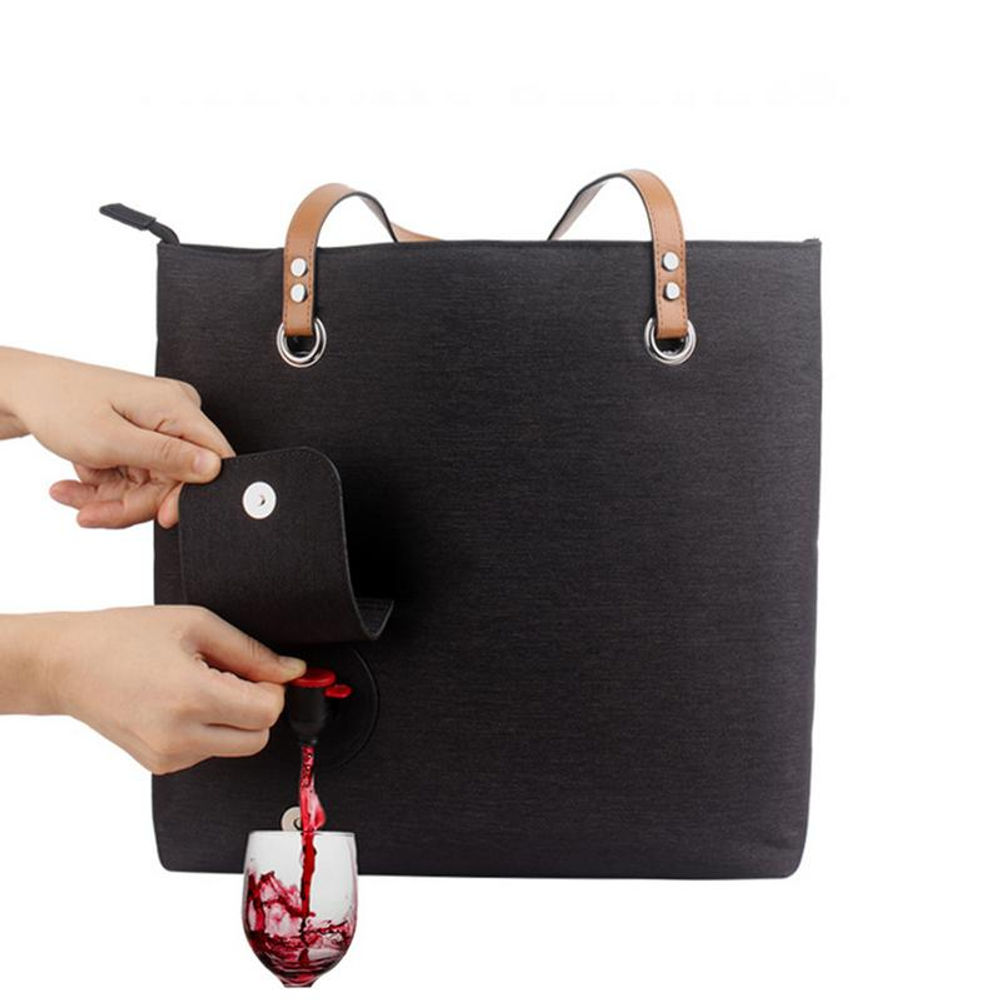 Camping Wine Bag With Hide Drink Dispenser Insulated Wine Handbag Portable Keep