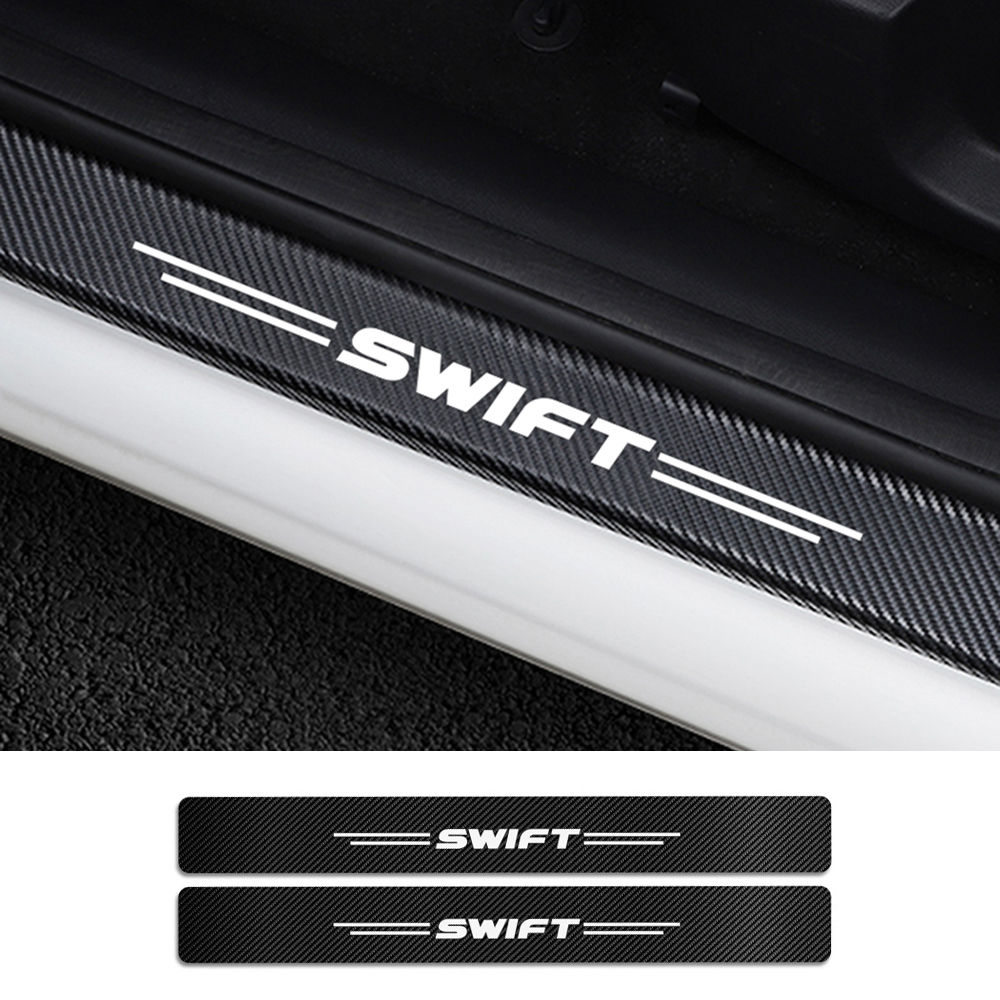 4PCS Car Threshold Pedal Sticker For Suzuki Swift Car Door Sill Protector Carbon