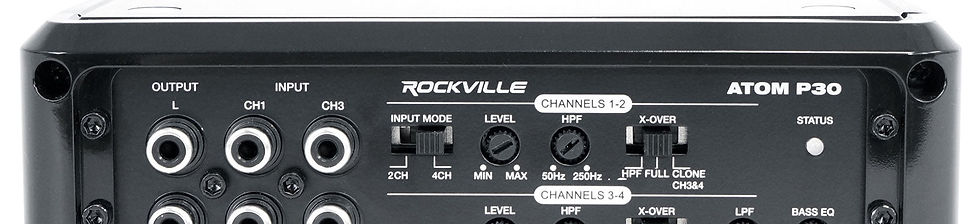 Thumbnail: Rockville ATOM P30 2400 Watt 4-Channel Marine/ATV/Car Amplifier Amp+Volt Me..