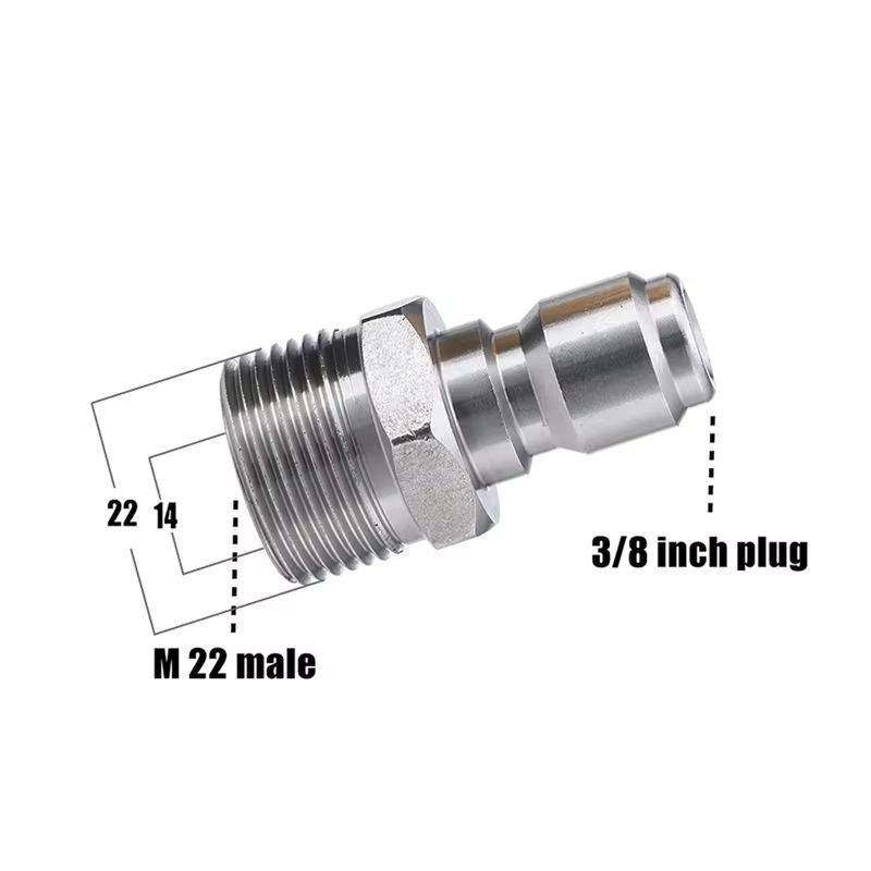 Thumbnail: Tool Pressure Washer Adapter Set M22 to 3/8 Quick Connect for Pressure Washer Ho