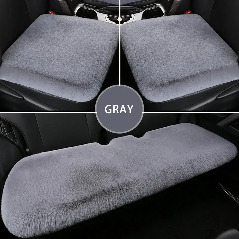 Thumbnail: Winter Plush Rabbit Fur Car Seat Cushion Winter Warmth Thickened Wool One Piece