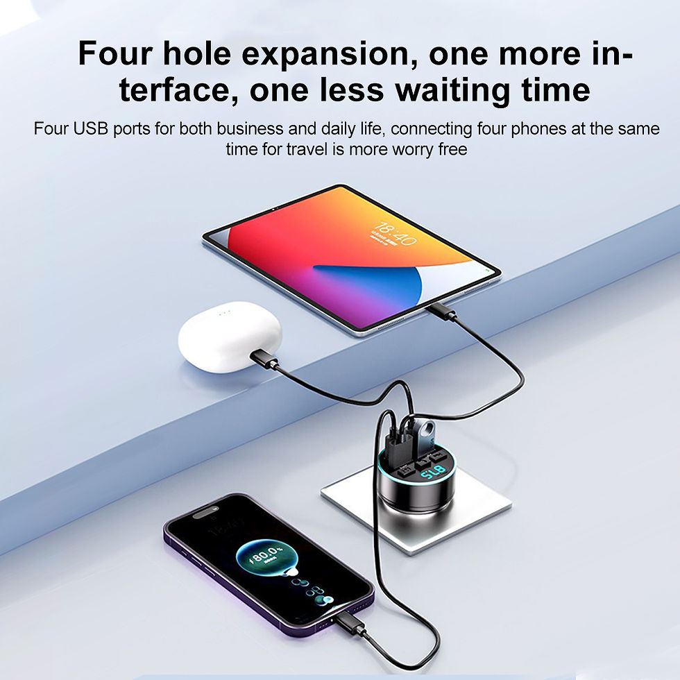 Thumbnail: KEBIDUMEI FM Transmitter Bluetooth 5.0 Receiver Dual USB PD Car Fast Charger 66W