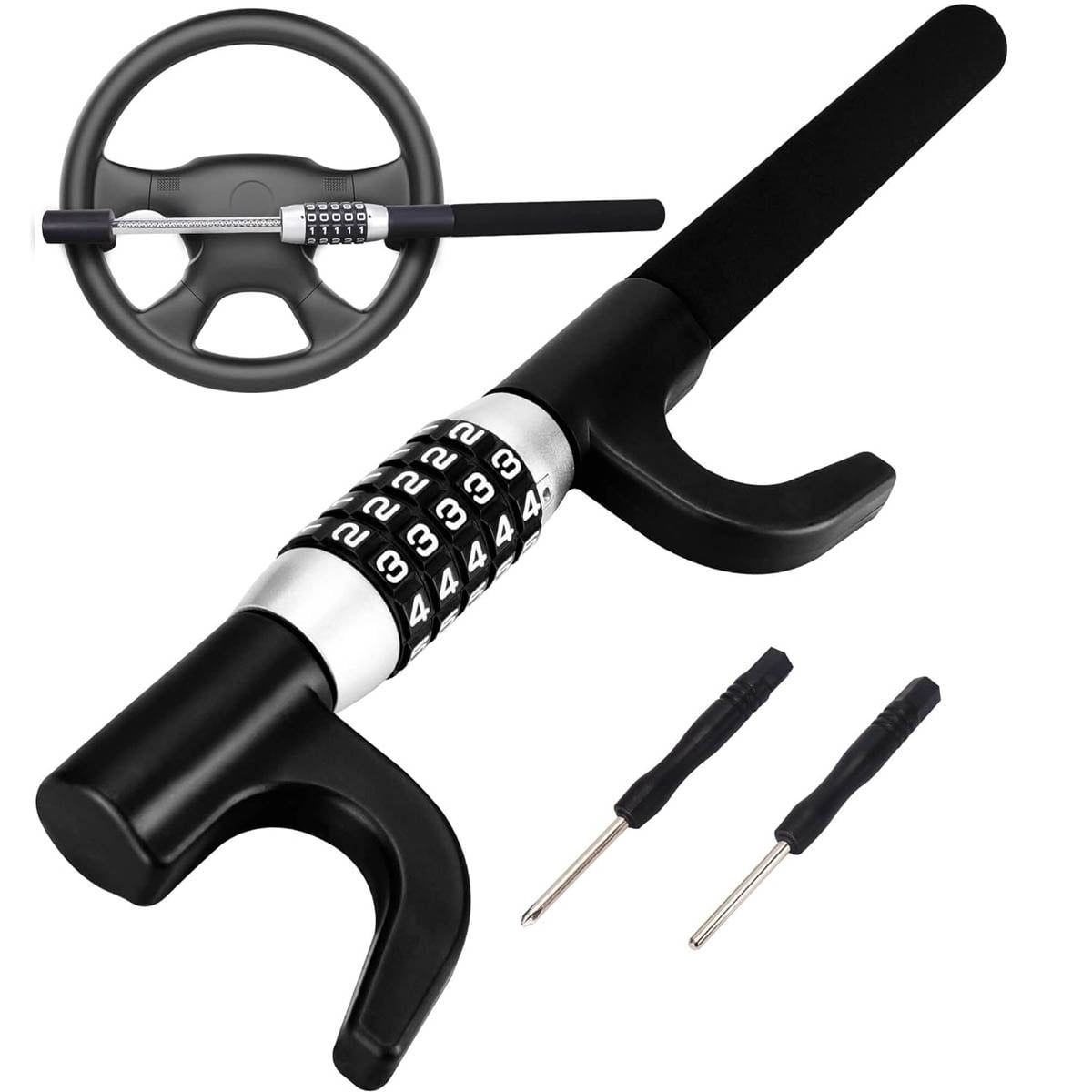 Petyoung Steering Wheel Lock Anti Theft Car Security Extendable Device Retr..