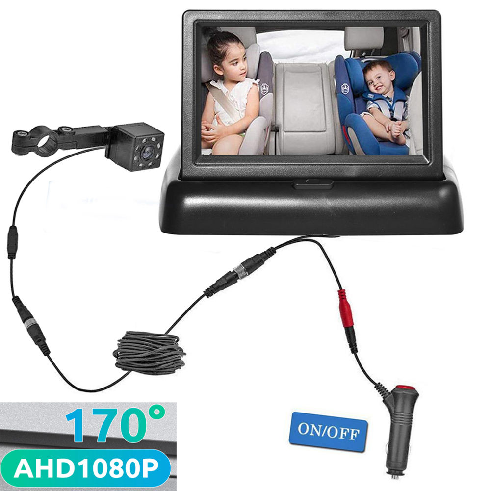 Babi 4.3 - Inch AHD 1080P Foldable Car Rear View Monitor - Night Vision Camera,