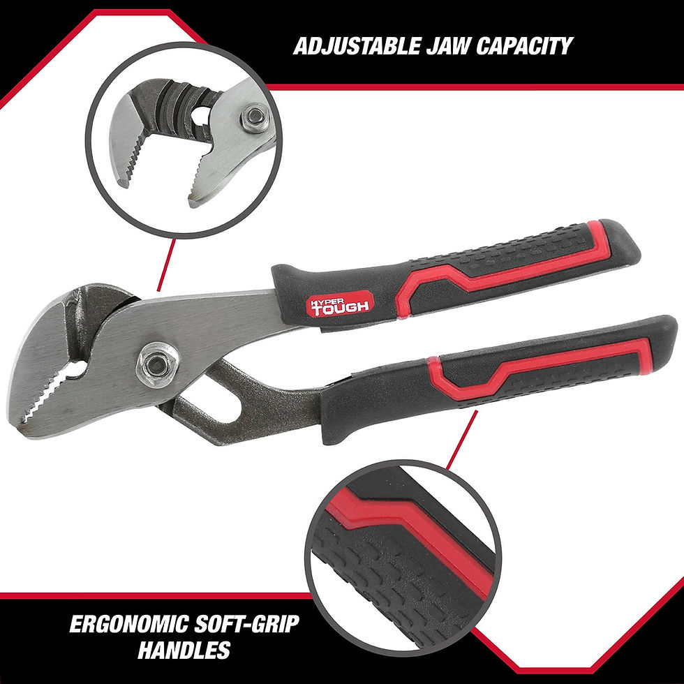 Thumbnail: Hyper Tough 6-inch Groove Joint Pliers with Ergonomic Comfort Grips, Black ..