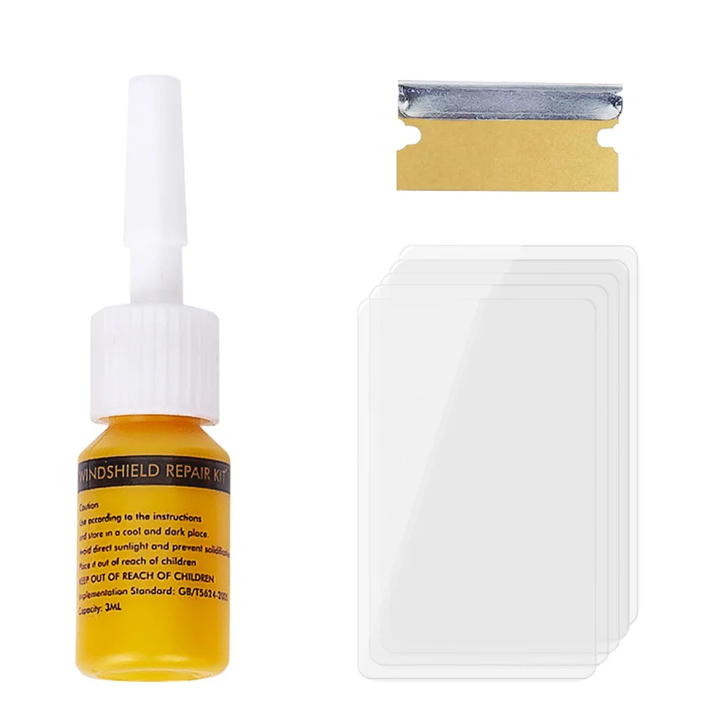 5Pcs Car Vehicle Glass Scratches Repair Tool Kit Liquid + Blade + Cured Film