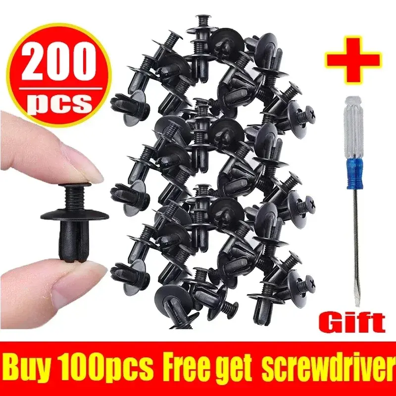 Thumbnail: 10-200pcs 8mm Plastic Rivets Fasteners Screw Car Bumper Fender Black Rivet Car F