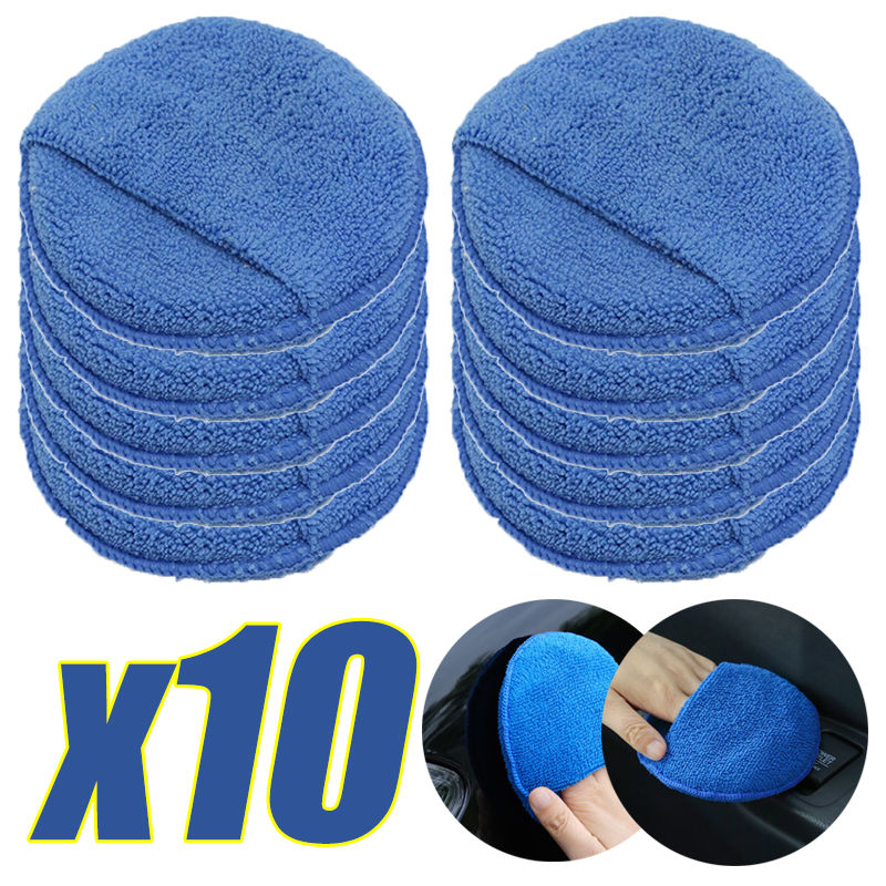 2/5/10Pcs 5-inches Microfiber Wax Applicator Pad Ultra Soft Car Polishing Sponge