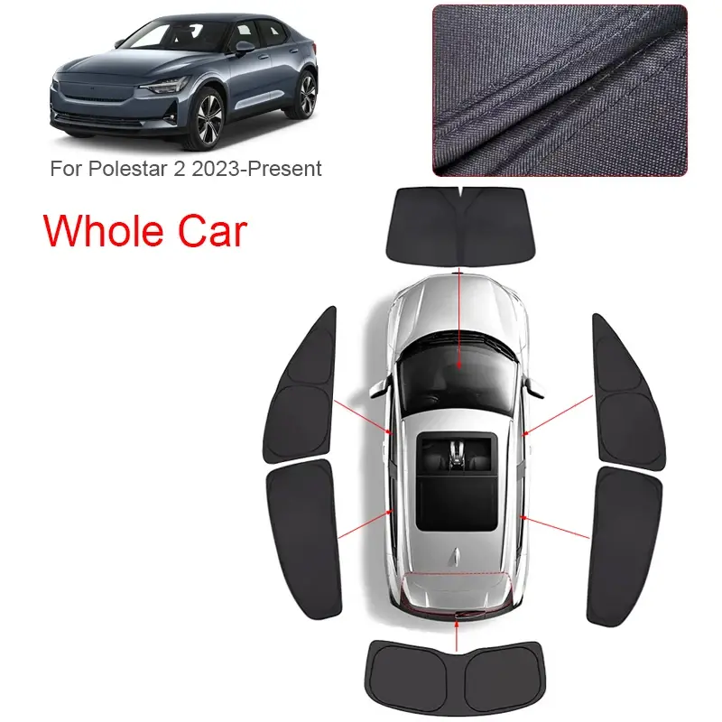 Auto Anti-UV Heat Insulation Protect Cover For POLESTAR 2 2023-Present Car Black