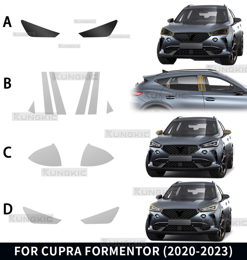 For Seat Cupra Formentor 2020-2023 Headlight Rearview B Pillars Paint Protection