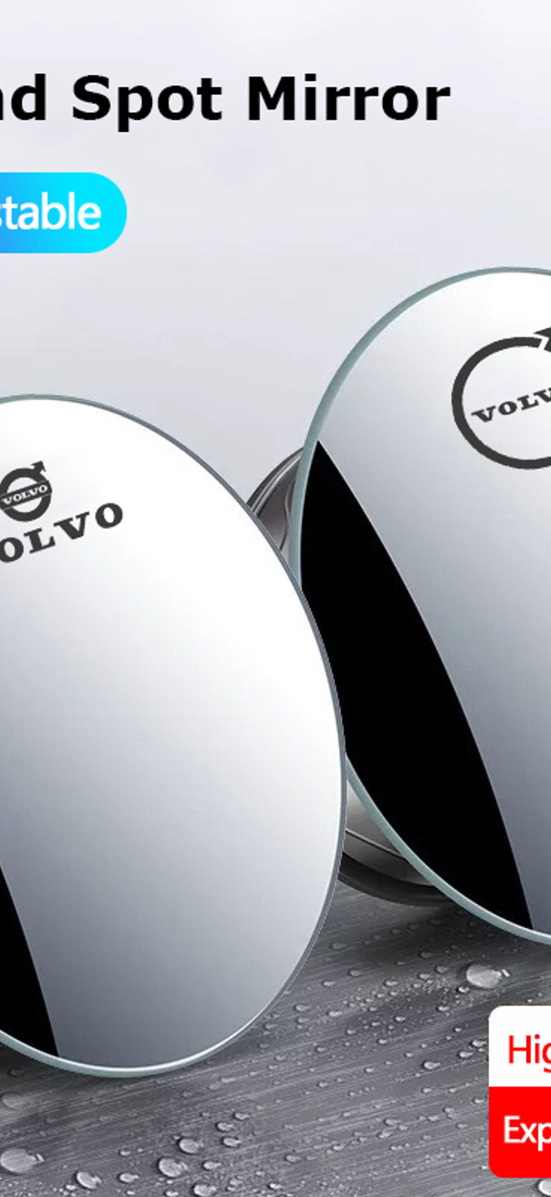 2Pcs Volvo Logo Car Mirror Wide 360° Angle Blind Spot Mirrors For Volvo ES90 EC4
