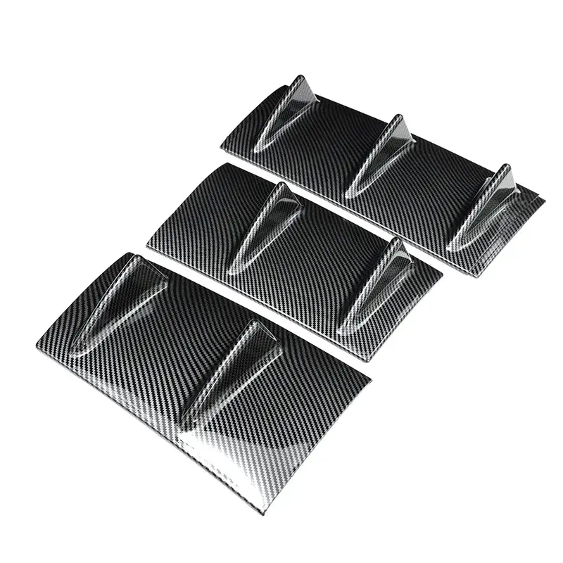 Thumbnail: 3pcs Universal Rear Bumper Spoiler Diffuser Gloss Black 7 Wing Shark Fin Style L