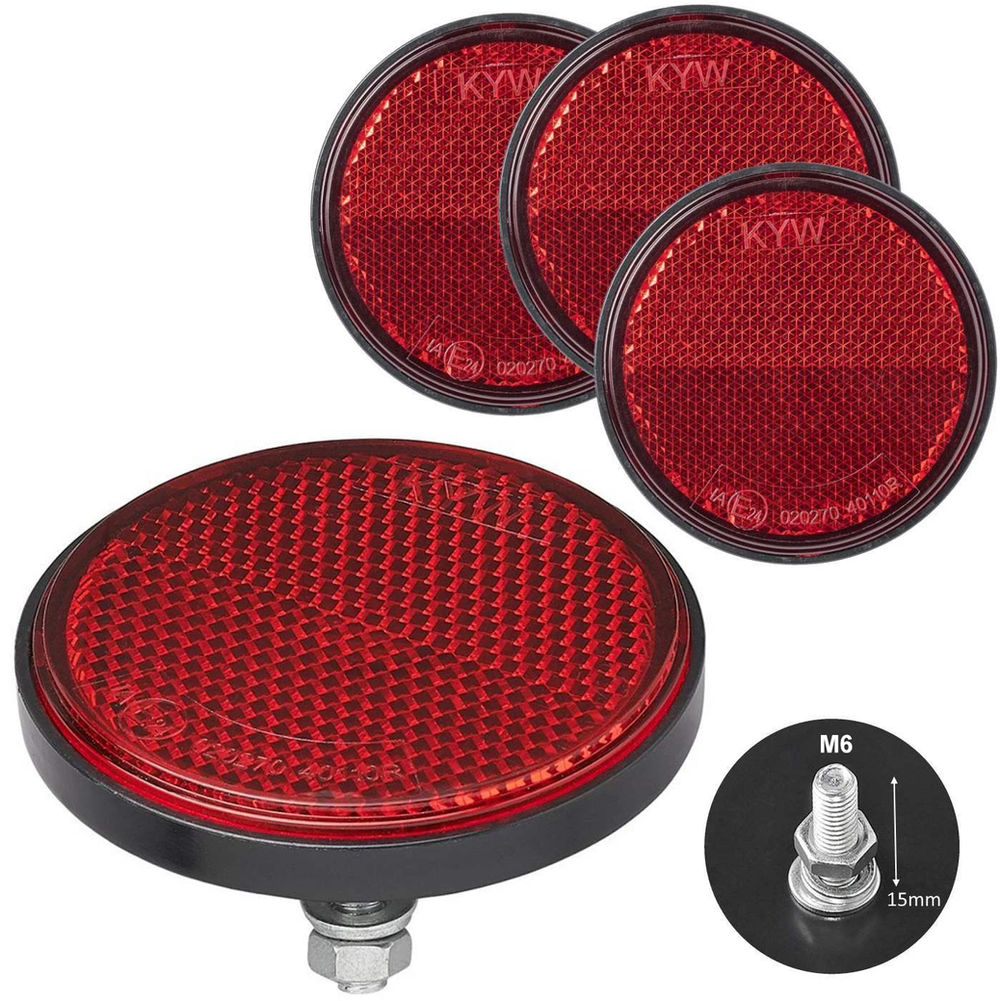 4PCS Red Rear Reflectors Round Rear Reflectors for Gate Posts Safety Reflectors