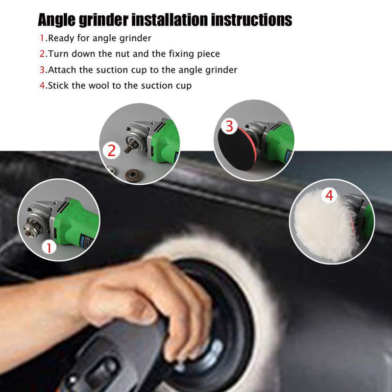 Thumbnail: Car Polishing Kit - 5'' Buffing Wheel Pad, M10 Drill Connector, Waxing & Paint C