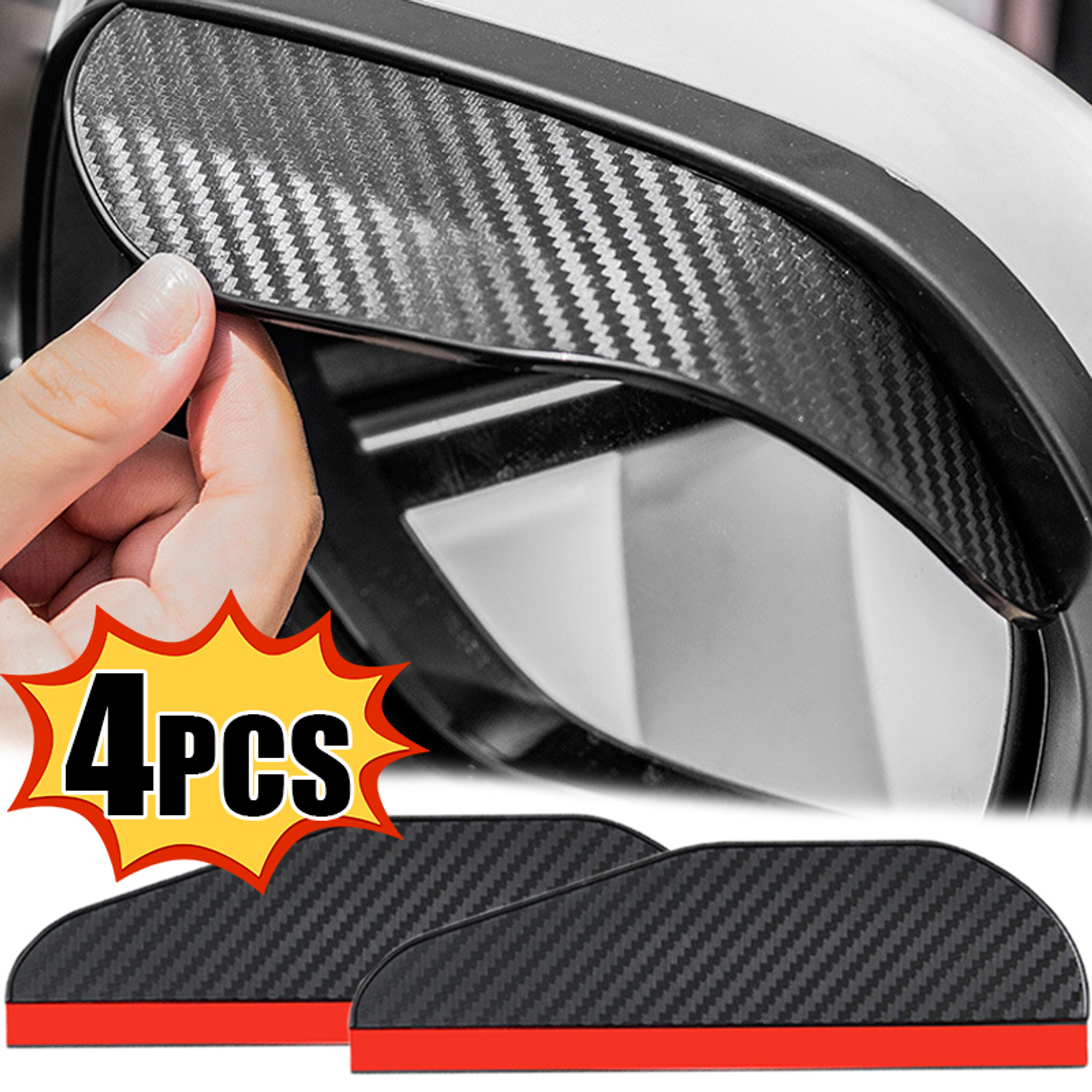 Universal Car Rear View Mirror Rain Eyebrow Carbon Fiber Look Sun Shade Rainy Sh